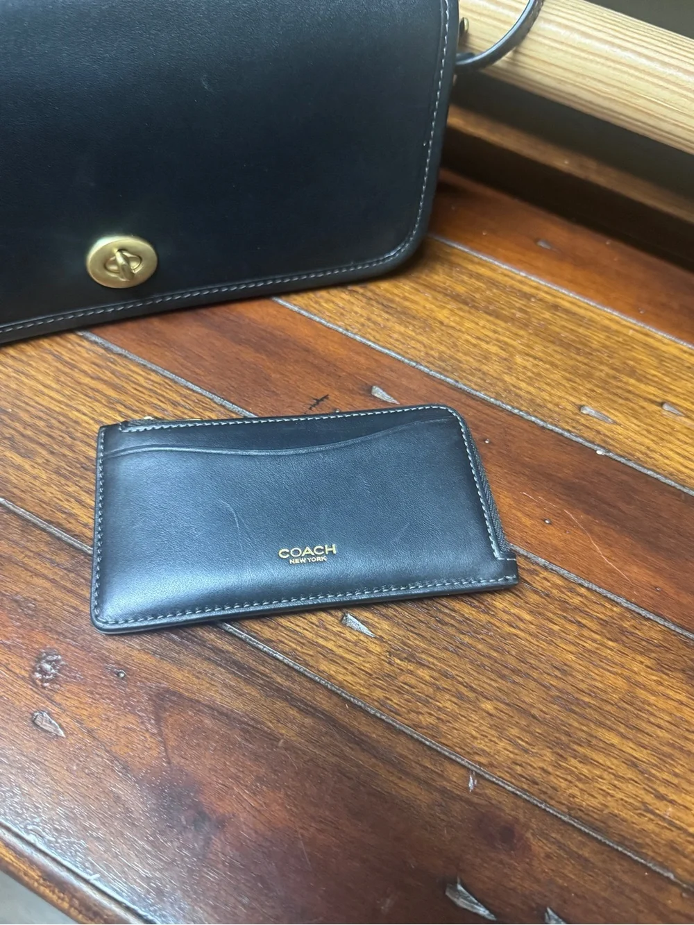 Coach Black Leather card slim wallet